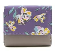Mala Leather Zinnia Flower Floral Leather Trifold Purse - Purple