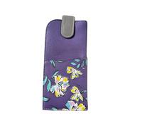 Mala Leather Zinnia Glasses Case - Wide Fitting Floral Flowers Leather Tab Top Glasses Case (Purple)