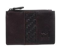 Mala Oxford Card & Coin Purse Leather - Genuine Brown Leather with Woven Front - 3 Card Slots, Slip Pocket & Zip Coin Section - Compact Purse 12 x 8.5 x 1 cm
