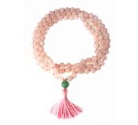 Mala Rose Quartz Green Guru Bead Hand Knotted 108 Bead Prayer Mala