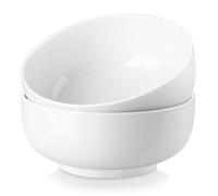 MALACASA 1180ML Large Soup Bowl Set of 2, Porcelain White Salad Bowls Chip Resistant Serving Bowl Cereal Bowl Noodle Bowl Dessert Bowls Breakfast Bowls, Microwave and Dishwasher Safe