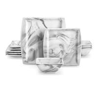 MALACASA 12 Piece Marble Grey Porcelain Dinnerware Sets for 4, Series BLANCE