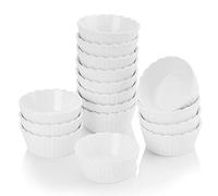 MALACASA 16 Piece 50ML Ramekins Small Porcelain White Dipping Bowls Creme Brulee Ramekins Soufflé Dishes Baking Dish Sauce Dish, Oven Safe, Ivory White