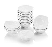 MALACASA 16 Piece 55ML Ramekins Porcelain White Dipping Bowls Small Creme Brulee Ramekins Soufflé Dishes Baking Dish Sauce Dish, Oven Safe, Ivory White