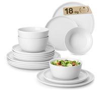 MALACASA 18 Piece Dinner Sets for 6 People, White Porcelain Crockery Set with Plates and Bowls, Premium Chip & Scratch Resistant Ceramic Dinnerware Sets, Microwave and Dishwasher Safe, Lexi Series