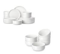 MALACASA 18 Piece Plates and Bowls Sets Bundle with 24 oz 6-Piece Cereal Bowls
