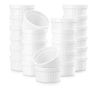 MALACASA 24 Piece 55ML Ramekins Mini Porcelain Dipping Bowls Small Creme Brulee Ramekins Soufflé Dishes Baking Dish for Serving Dip, Custard, Ice Cream, Oven Safe, Ivory White