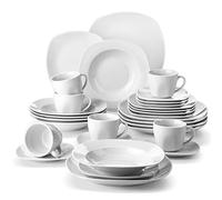 MALACASA 30-Piece Dinner Set for 6, Porcelain Plates and Bowls Set