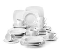 MALACASA 30-Piece Porcelain Plates and Bowls Set for 6, with Cup and Saucer