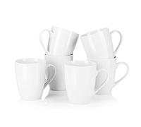 MALACASA 340ml Porcelain Coffee Mugs Set of 6, Small Cups, Ivory White | Coffee Cups with Handle, for Tea/Latte/Cappuccino/All Kinds of Drinks, Drinkware Set, Microwave & Dishwasher Safe