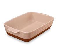 MALACASA 4.5L Ceramic Oven Dish with Handles, 9 x 13 Inches Pink Baking Dish Casserole Dishes, Deep Rectangular Lasagne Dishes Bakeware for Roasting, Series TARA