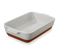 MALACASA 4.5L Lasagne Dishes for Oven, 9 x 13 Inches Grey Ceramic Oven Dish with Handles, Deep Rectangular Baking Dish Casserole Dishes, Lasagna Pan Bakeware for Roasting, Series TARA