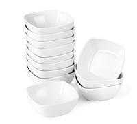 MALACASA 5 oz Porcelain Dip Bowls Set, 12 Pack Dipping Sauce Dishes, Charcuterie Bowls, Stackable Ramekins for Pudding, Souffle, Creme Brulee, Dessert, Snack, Charcuterie Boards accessories, Oven Safe