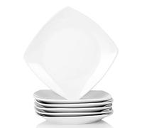 MALACASA 6.5in Small Square Porcelain Dessert Plates Set of 6, Ivory White
