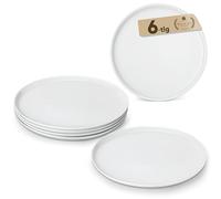 MALACASA 6-Piece Dinner Plates, Porcelain Plates Set for 6, Plate Set, Chip and Scratch Resistant, Microwave Safe, Elegant White, 10.25"/26cm, Series Lexi