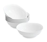 MALACASA 6-Piece Porcelain Bowls Set - 560ML 6.6" White Ceramic Bowls for Cereal, Salad, Soup, Noodle, Dessert, Rice & Breakfast, Chip Resistant, Lead Free, Microwave & Dishwasher Safe