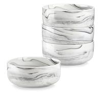 MALACASA 650ML Bowls Set of 4, Porcelain Marble Grey Cereal Bowl Chip Resistant Soup Bowl Modern Salad Bowl Dessert Bowl Breakfast Bowl, Microwave and Dishwasher Safe, Series Luna