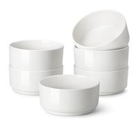 MALACASA 780ML Cereal Bowl, 6-Piece Porcelain Chip Resistant White Bowls for Soup/Salad/Dessert/Breakfast/Noodle, Microwave and Dishwasher Safe, Series Leah