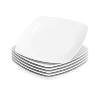 MALACASA 9.2in Square Porcelain Dinner Plates Set of 6, Ivory White | Serving Plates for Salad, Dessert, Pasta, Appetizers & Main Dishes, Dishwasher & Microwave Safe, Scratch-Resistant, Julia