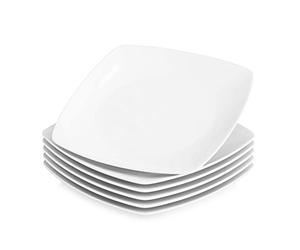MALACASA 9.2in Square Porcelain Dinner Plates Set of 6, Ivory White | Serving Plates for Salad, Dessert, Pasta, Appetizers & Main Dishes, Dishwasher & Microwave Safe, Scratch-Resistant, Julia