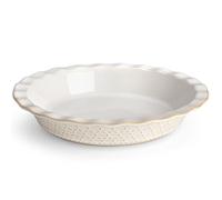 MALACASA 9 Inch Ceramic Pie Dish for Baking with Unique Kiln-Fired Glaze, Non-Stick Fluted Tart Pan, Hexagon Embossed Edge, 45oz, Perfect for Pies, Quiches, Tarts & Desserts, (Series Lydia, 1PC)