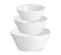 MALACASA Ceramic Bowls Set, Serving Bowls, Ceramic Mixing Bowls for Kitchen, 105/60/35 OZ, White Bowls Set of 3, Microwave Safe, for Pasta, Soup, Salad, Series Regular