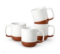 MALACASA Ceramic Coffee Mugs Set of 4, 16oz Coffee Cups, Modern Farmhouse Mugs for Coffee, Latte, Tea, Hot Chocolate, Cappuccino, Milk, Microwave & Dishwasher Safe, Khaki White, Series TARA