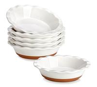 MALACASA Ceramic Mini Pie Dishes, Pie Pan for Baking 6.6 Inch,12 OZ Pie Plate Round Pie Dish for Baking Fluted Pie Dish Baking Pan, Non Stick Deep Pie Dishes for Quiche (Serie Tara, 6PC)
