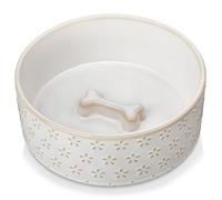 MALACASA Ceramic Pet Bowl, 32oz or 3.5 Cups Food Water Dish for Puppy Dogs, Cats, Guinea Pig, Rabbit, Hamster, Basic Bowls for Your Dog or Cat, Five-Leaf Grass, Series Lydia
