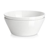 MALACASA Ceramic Soup Bowls Set of 2-105oz (3150ML) White Deep Bowls for Ramen, Cereal, Salad, Fruit - Dishwasher & Microwave Safe, REG-Decca Serie