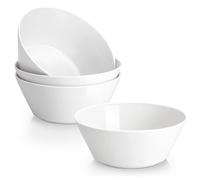 MALACASA Ceramic Soup Bowls Set of 4-35oz (1050ML) White Deep Bowls for Ramen, Cereal, Salad, Fruit - Dishwasher & Microwave Safe, REG-Decca Serie