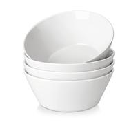 MALACASA Ceramic Soup Bowls Set of 4-60oz (1800ML) White Deep Bowls for Ramen, Cereal, Salad, Fruit - Dishwasher & Microwave Safe, REG-Decca Serie