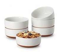 MALACASA Cereal Bowls Set of 6, 24 OZ Ceramic Bowls for Kitchen, Soup Bowl Breakfast Bowls, Dishwasher Microwave Safe, Khaki White, Series Tara