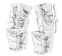 MALACASA Coffee Mug, Mugs Sets of 6, 330ML Porcelain Tea Mug with Handle, Marble Grey Cups, Gift for Women, Series Flora