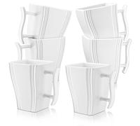 MALACASA Coffee Mugs Set of 6, 330ML Coffee Mugs Tea Mugs with Handle for Tea/Latte/Cappuccino/Milk/Cocoa Dishwasher&Microwave Safe, White, Series Flora