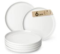 MALACASA Dinner Plates Set, 10.25 Inch Scratch-Resistant Ceramic Side Plate Set of 6, Round Dinnerware for Dessert/Pasta/Main Course, Dishwasher and Microwave Safe, Ivory White