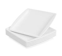 MALACASA Dinner Plates Set of 6，7.8'' Ivory White Dinner Plates for Kitchen, Porcelain Square Plate Set for Dessert, Salad, Appetizer,Pasta, Snack and More, Series Blance