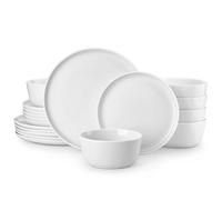 MALACASA Dinner Set, 18 Pieces Ceramic Dinnerware Service for 6, White Porcelain Crockery Set, Include Plates and Bowls, Premium Ceramic Dinnerware Sets, Lexi Series