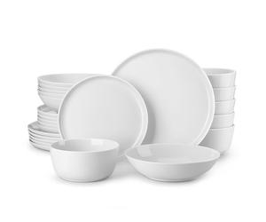 MALACASA Dinner Set, 24 Pieces Ceramic Dinnerware Service for 6, White Porcelain Crockery Set, Include Plates and Bowls, Premium Ceramic Dinnerware Sets, Lexi Series