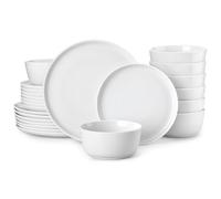 MALACASA Dinner Set, 24 Pieces Ceramic Dinnerware Service for 8, White Porcelain Crockery Set, Include Plates and Bowls, Premium Ceramic Dinnerware Sets, Lexi Series
