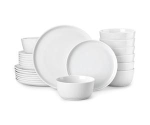 MALACASA Dinner Set, 24 Pieces Ceramic Dinnerware Service for 8, White Porcelain Crockery Set, Include Plates and Bowls, Premium Ceramic Dinnerware Sets, Lexi Series
