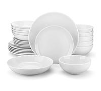 MALACASA Dinner Sets, 24-Piece Porcelain Plates and Bowls Set with 6-Piece Dinner Plate/Soup Plate/Side Plate/Cereal Bowl, Dinnerware Set Service for 6, Series Amelia (AMELIA-24)