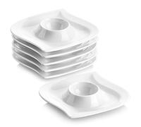MALACASA, Elvira Series 6 Piece Porcelain Egg Cup Holder White