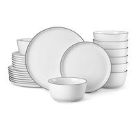MALACASA LEXI Series Premium Porcelain Gourmet Dinner Set 24-Piece Set with Plates and Bowls for 8 People, Chip and Scratch Resistant, Microwave and Safe