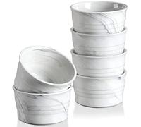 MALACASA, Marble Grey Porcelain Ramekins Set of 6 190ml Muffins Muffin Pudding Ice Cream Muffins Muffin Cup Pudding Ice Cream 8.7 x 5 x 5 cm