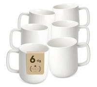 MALACASA Mugs Sets of 6, 11 OZ/330ML Ceramic Mugs Set of 6 with Handle, Cups for Latte, Hot Tea, Cappuccino, Mocha, Cocoa, Dishwasher & Microwave Safe, Gift Set, Ivory White, Luna Serie