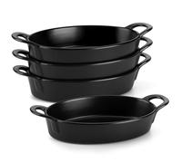 MALACASA Oval Ceramic Lasagne Dish, Individual Oval Baking Dish, Black | 22oz/600ML, 20.7*13.1*4.5cm Oven & MW safe For shepherd's pie, casserole, baking. Durable, scratch-free