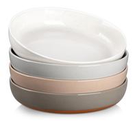 MALACASA Pasta Bowls Set of 4, Large Pasta Bowls, Ceramic Soup Bowls, 48 OZ, 9 inch, Microwave and Dishwasher Safe, Multi-Coloured, Serie Tara