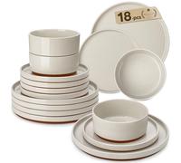 MALACASA Plates and Bowls Set, 18 Piece Elegant Raised Edge Dinner Sets for 6 People, Scratch Resistant Dinnerware Sets Crockery Set, Mircowave Dishwasher Safe Dishes Set, Grey, Leah Series