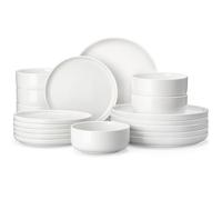 MALACASA Plates and Bowls Sets, 18-Piece Porcelain White Dinner Sets for 6